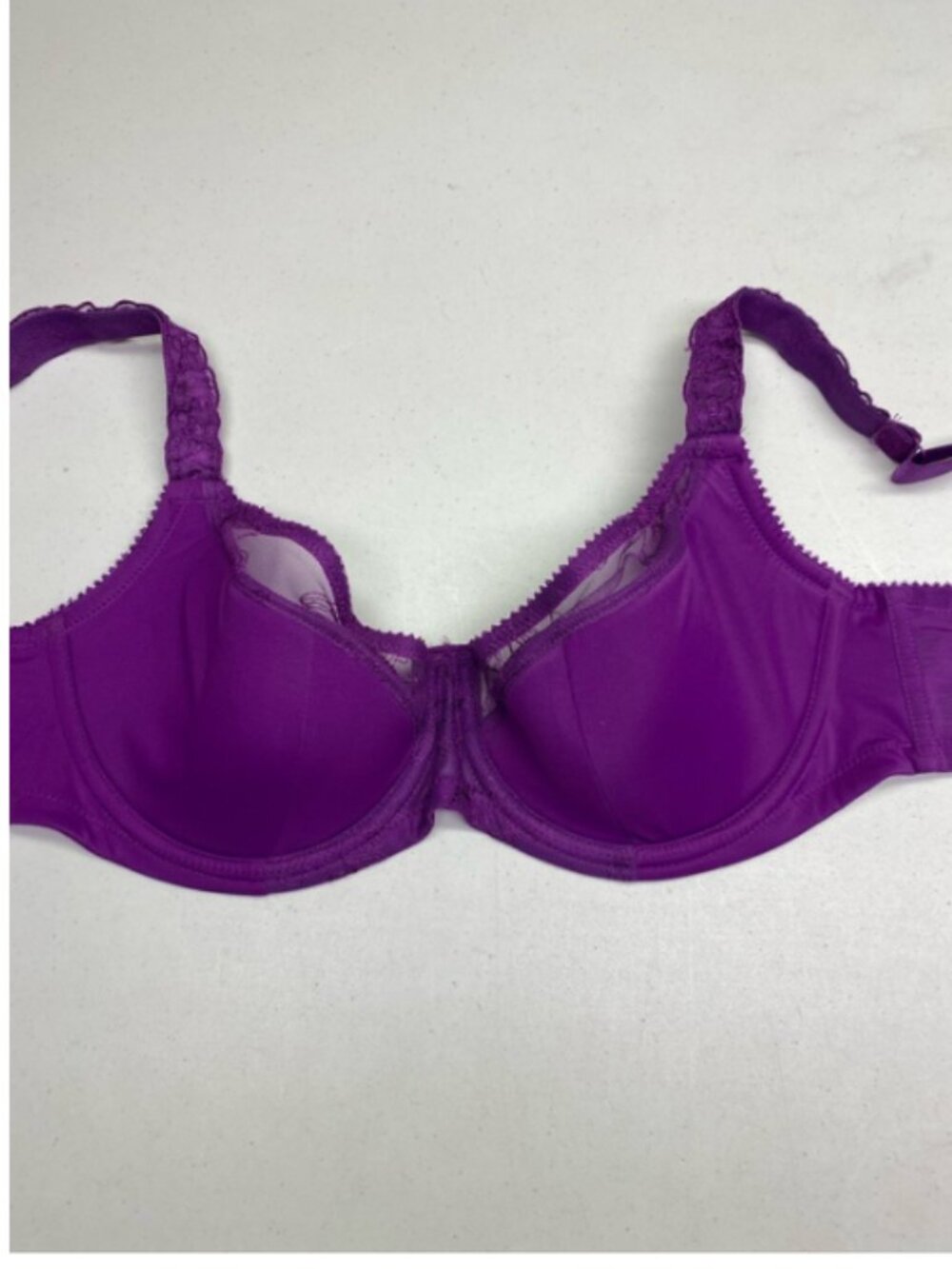 tiVOGLIO Purple Underwire Bra 40C Sheer Embroidered Mesh Lace Trim *P1040